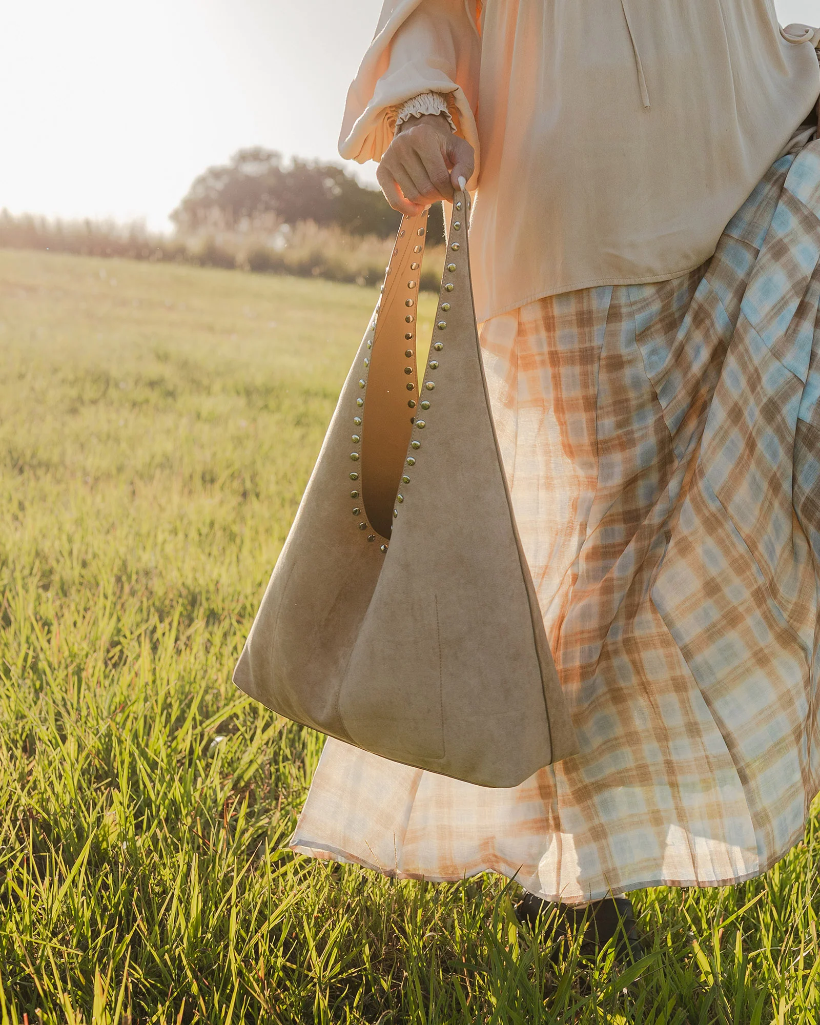 Hailey Suedette Shoulder Bag - Blonde - Image 7