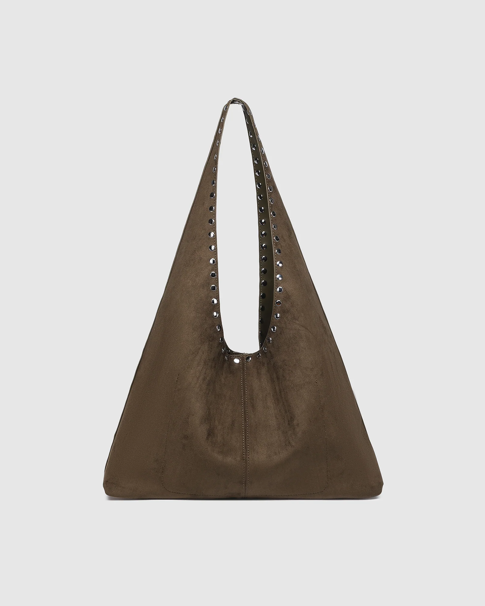 Hailey Suedette Shoulder Bag - Olive Brown - Image 4