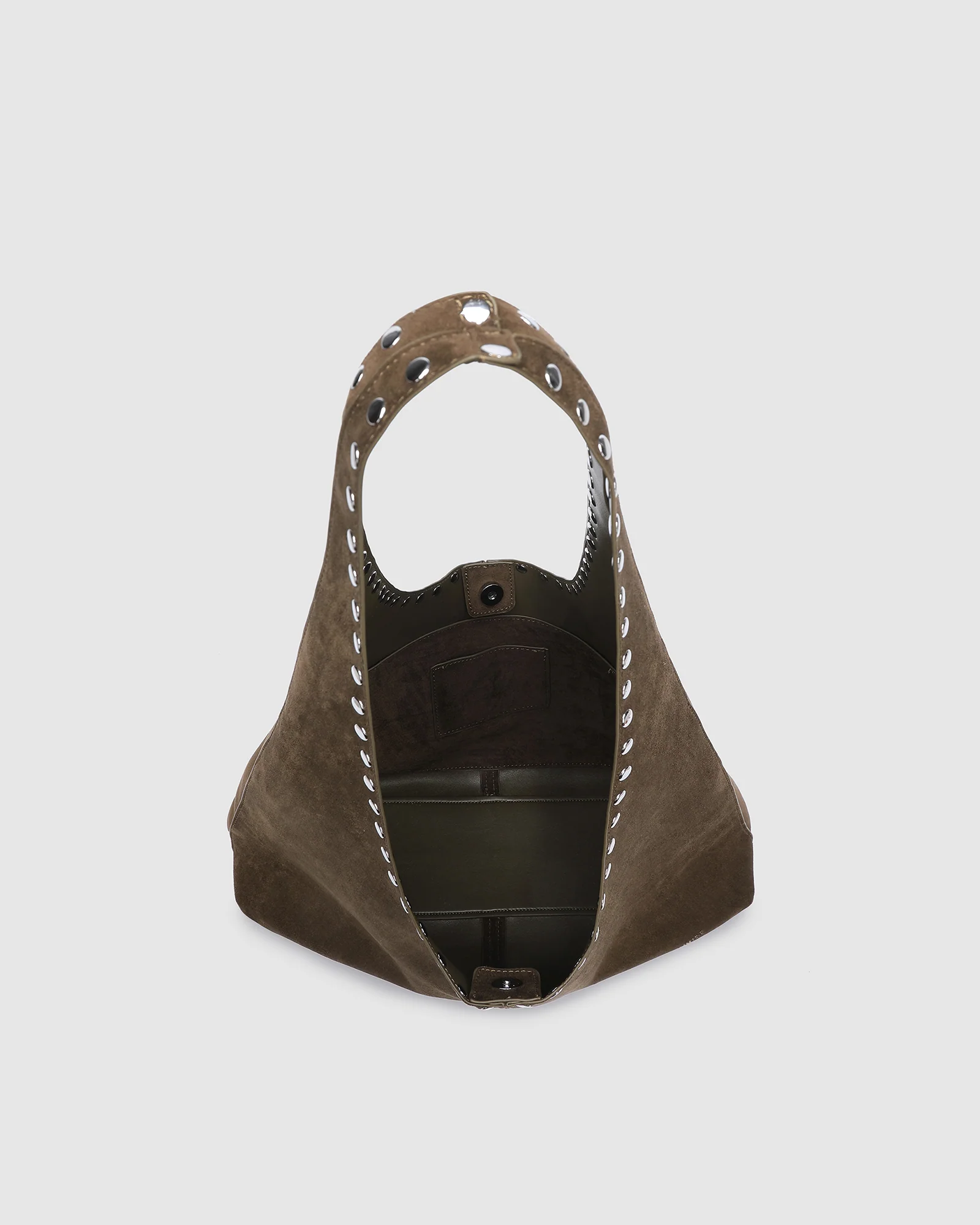 Hailey Suedette Shoulder Bag - Olive Brown - Image 5