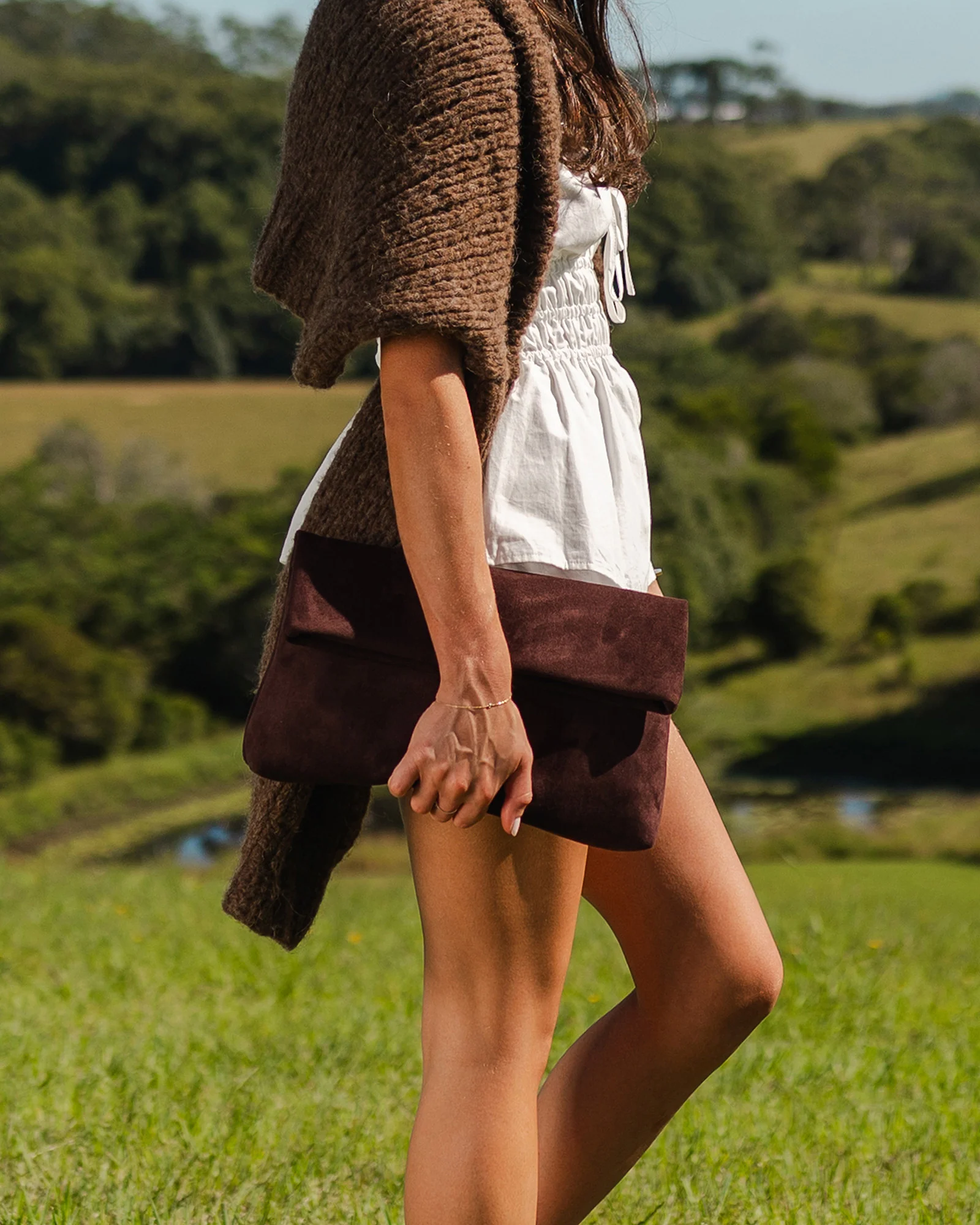 Luka Suedette Clutch - Chocolate - Image 7