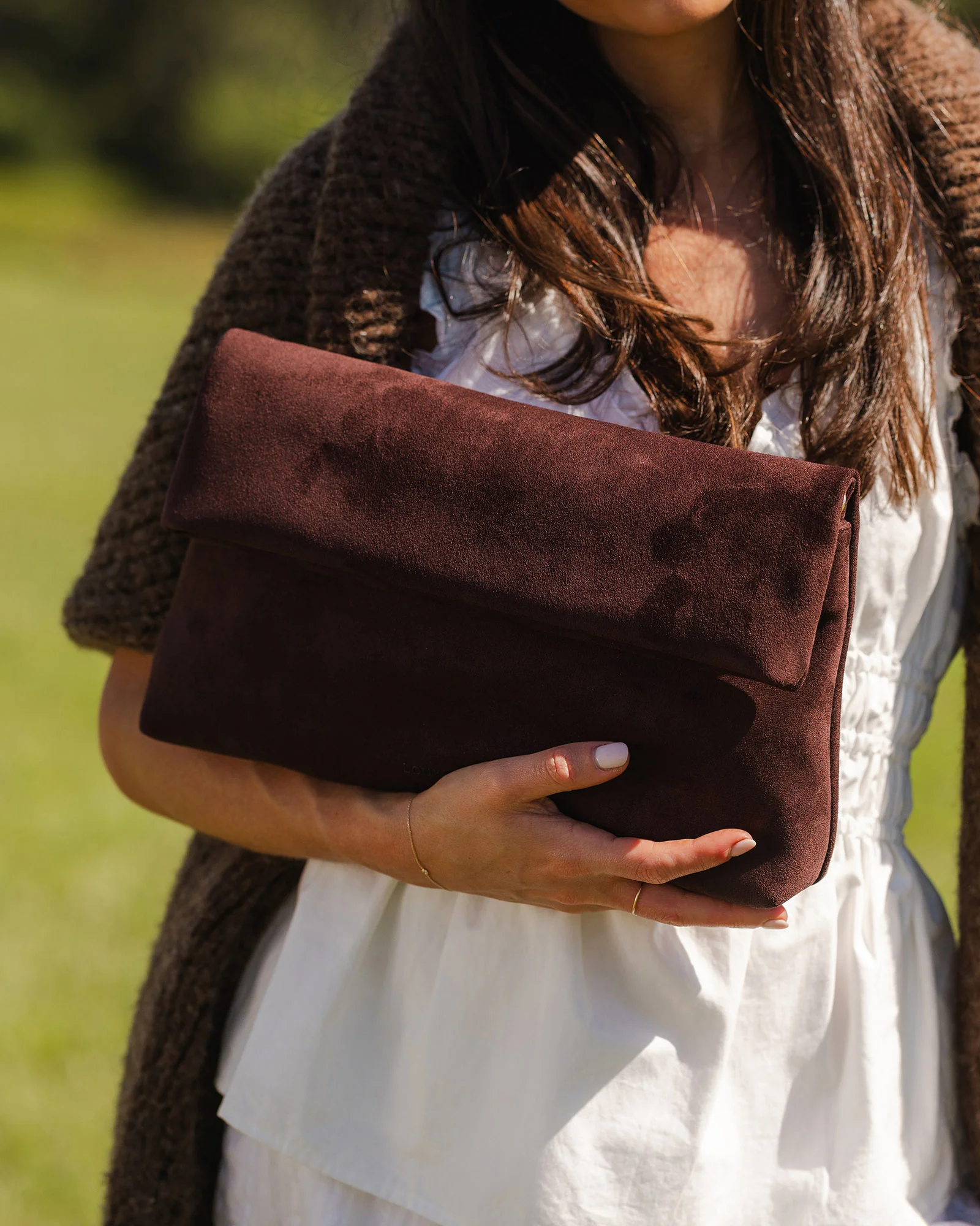 Luka Suedette Clutch - Chocolate - Image 8