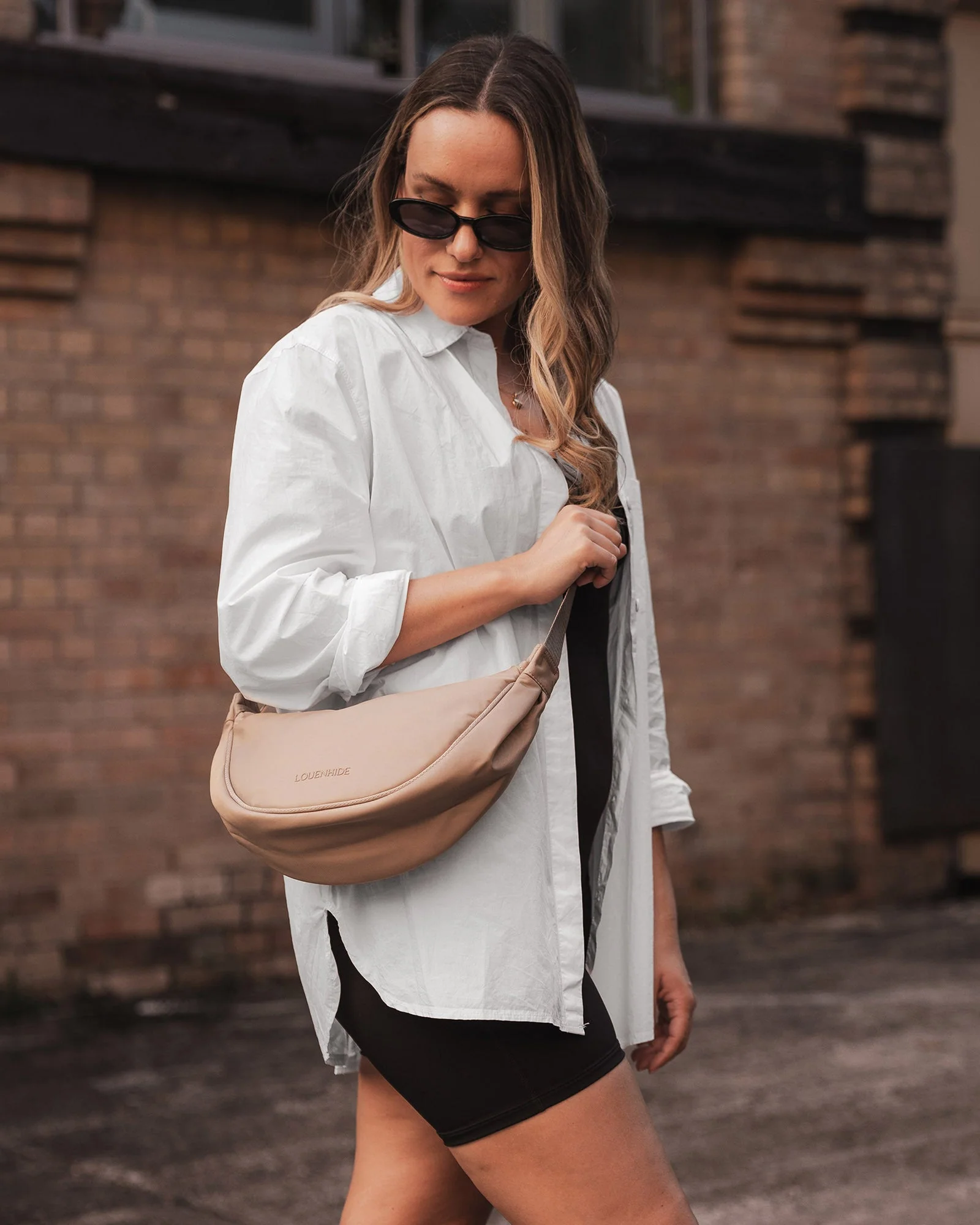 Sylvia Nylon Crossbody Bag - Beige - Image 5